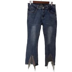 Women's 5 Pocket  Rhinestone Cuffed Jeans, Size 31